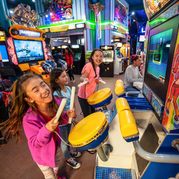 Kids playing in casino arcade