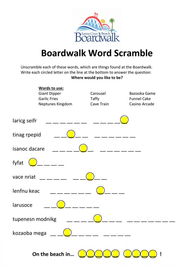 Boardwalk Word Scramble