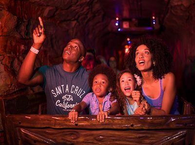 Family looking up on Cave Train ride