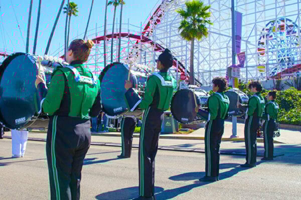 Bands marching