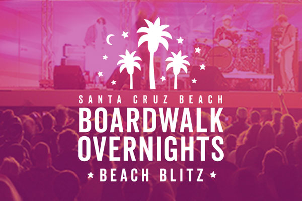 Beach Blitz Logo with a band in background