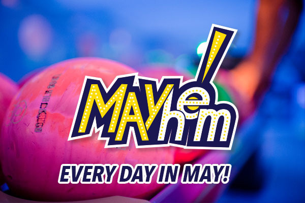 Bowling ball with Mayhem logo