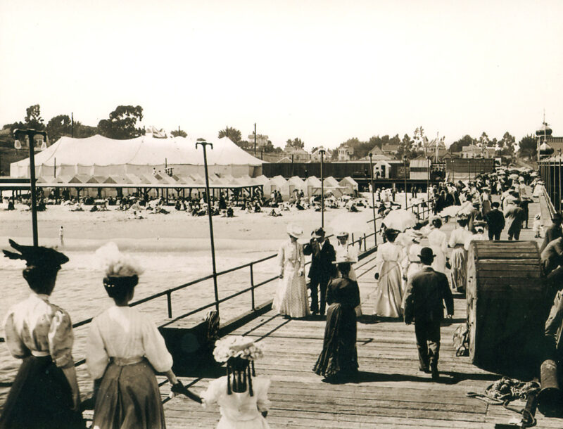 The show must go on! In order to serve groups for the 1906 season, a large canvas tent was erected to host beach toursits, in particular, the convention for the California Republican Party.