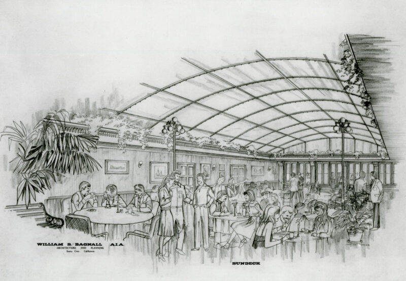 Design drawing of the glass-ceilinged Sun Room, 1980.
