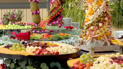 Buffet set up in Sun Room in The Grove